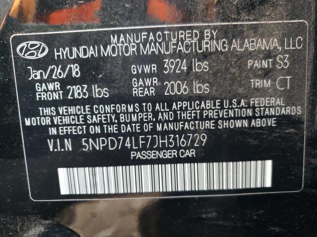 Photo 11 VIN: 5NPD74LF7JH316729 - HYUNDAI ELANTRA 