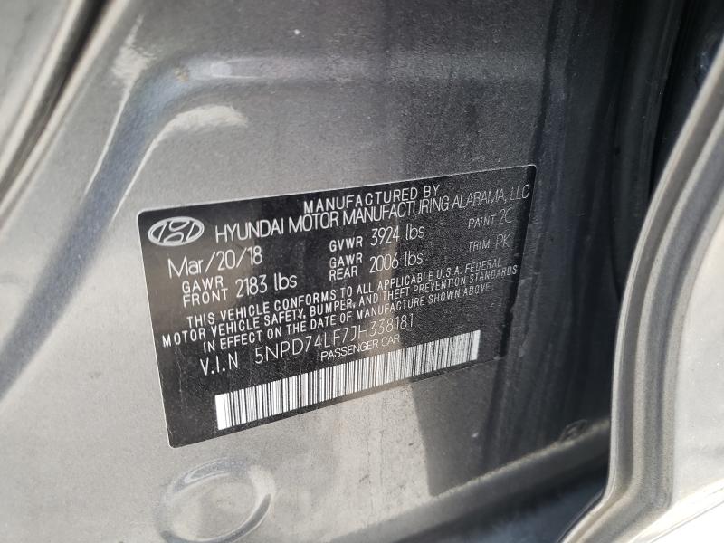 Photo 9 VIN: 5NPD74LF7JH338181 - HYUNDAI ELANTRA SE 