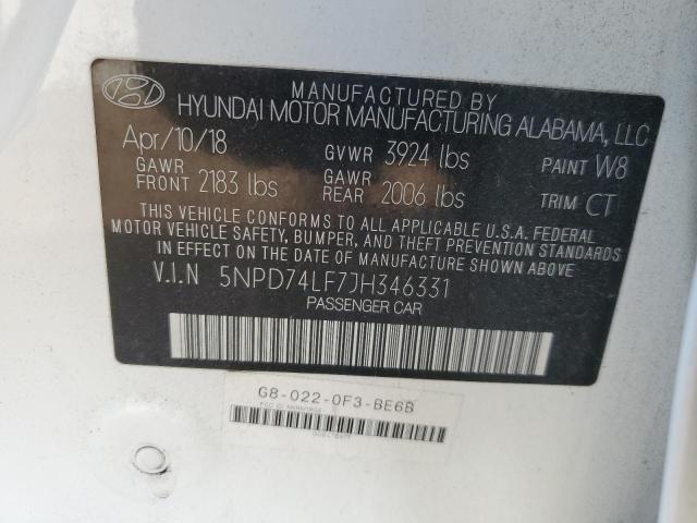 Photo 12 VIN: 5NPD74LF7JH346331 - HYUNDAI ELANTRA SE 