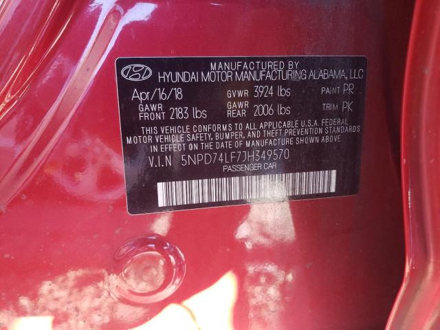 Photo 9 VIN: 5NPD74LF7JH349570 - HYUNDAI ELANTRA SE 