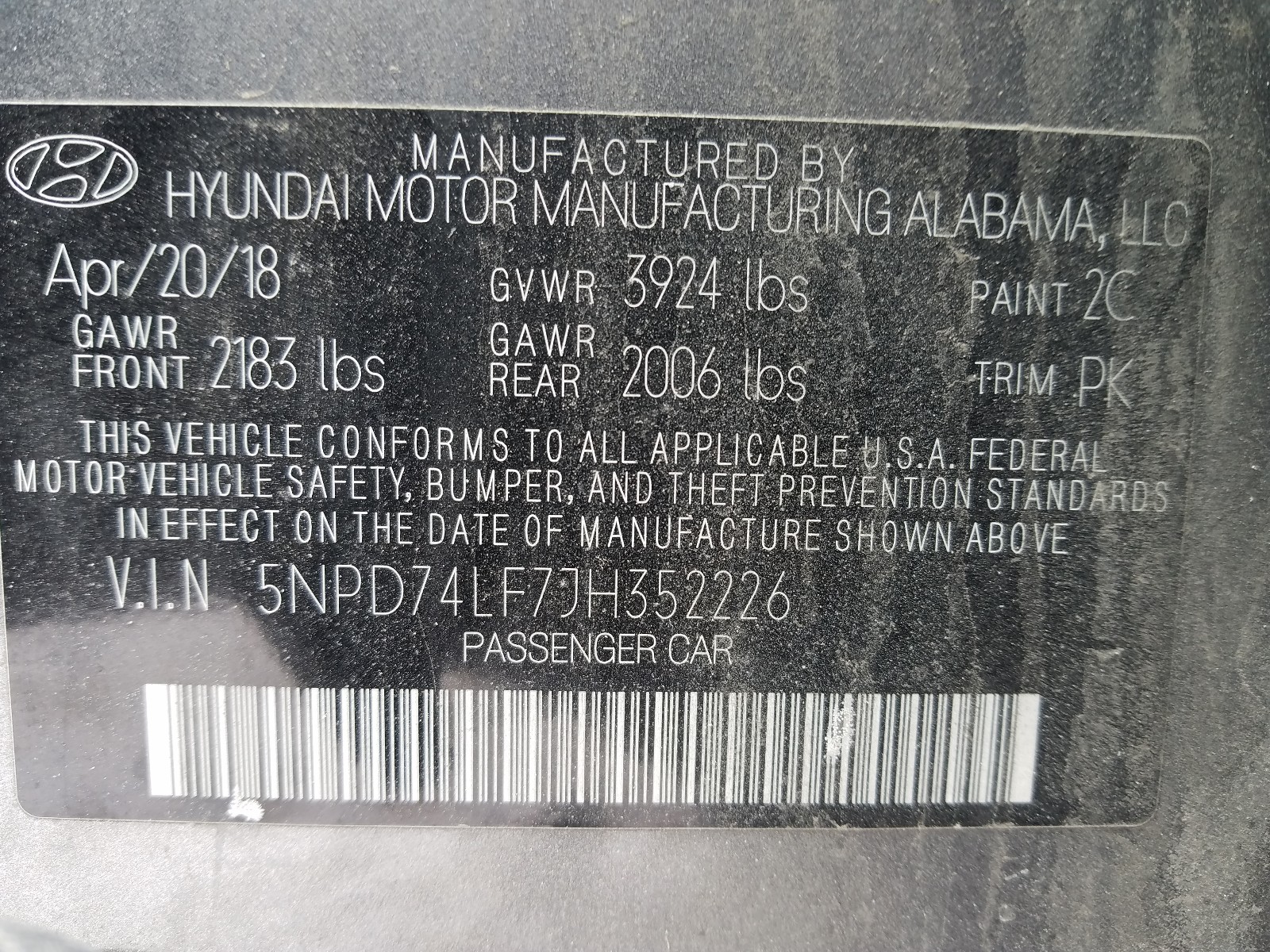 Photo 9 VIN: 5NPD74LF7JH352226 - HYUNDAI ELANTRA SE 