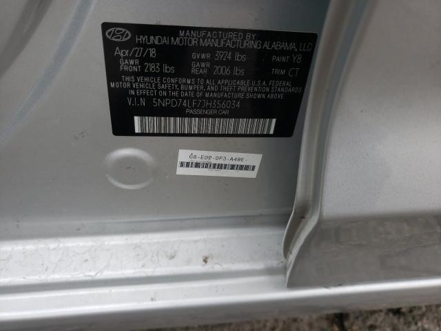 Photo 9 VIN: 5NPD74LF7JH356034 - HYUNDAI ELANTRA SE 