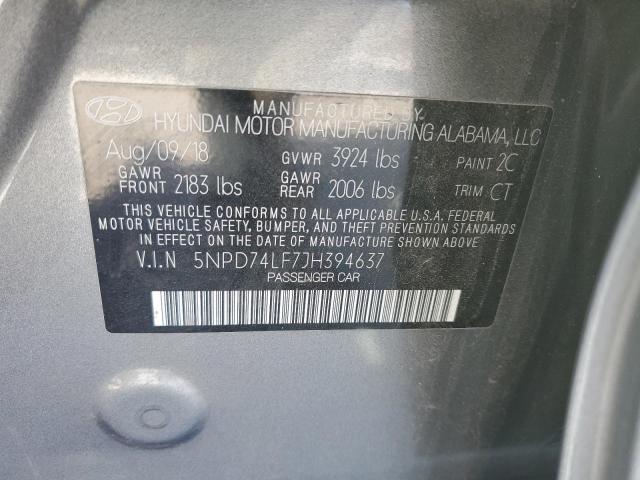 Photo 12 VIN: 5NPD74LF7JH394637 - HYUNDAI ELANTRA SE 