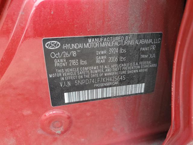 Photo 11 VIN: 5NPD74LF7KH425645 - HYUNDAI ELANTRA SE 