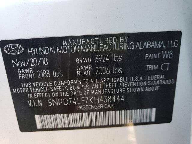 Photo 9 VIN: 5NPD74LF7KH438444 - HYUNDAI ELANTRA SE 