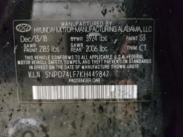 Photo 12 VIN: 5NPD74LF7KH449847 - HYUNDAI ELANTRA 