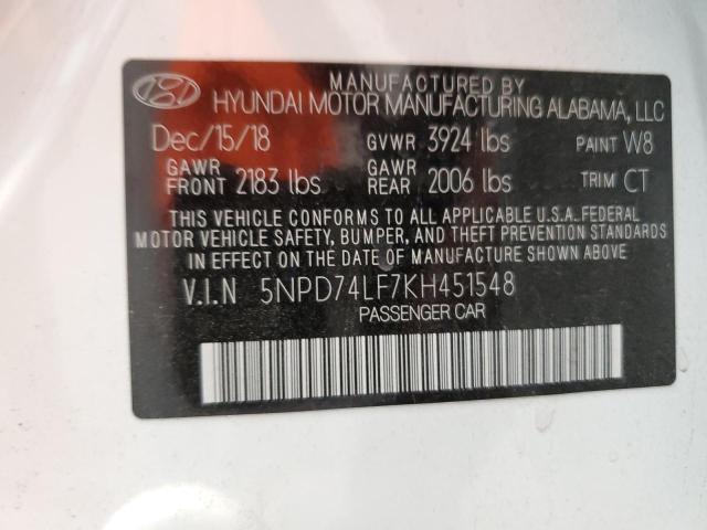 Photo 9 VIN: 5NPD74LF7KH451548 - HYUNDAI ELANTRA SE 