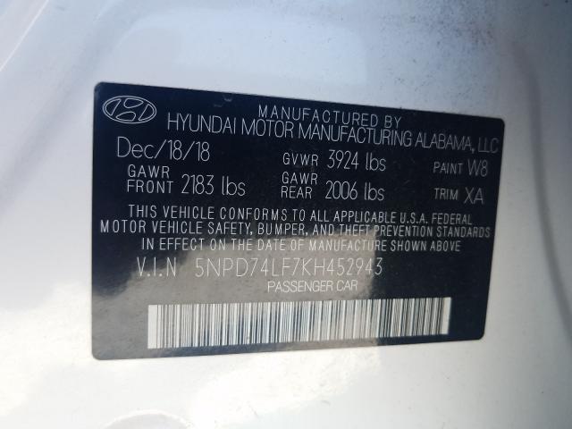 Photo 9 VIN: 5NPD74LF7KH452943 - HYUNDAI ELANTRA SE 