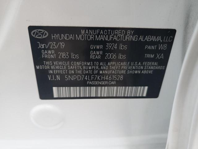 Photo 12 VIN: 5NPD74LF7KH461528 - HYUNDAI ELANTRA 