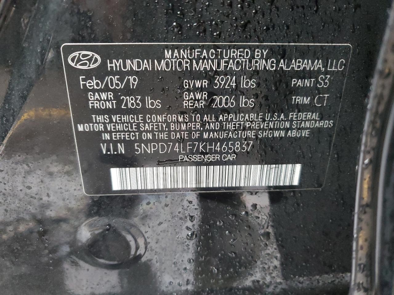 Photo 11 VIN: 5NPD74LF7KH465837 - HYUNDAI ELANTRA 