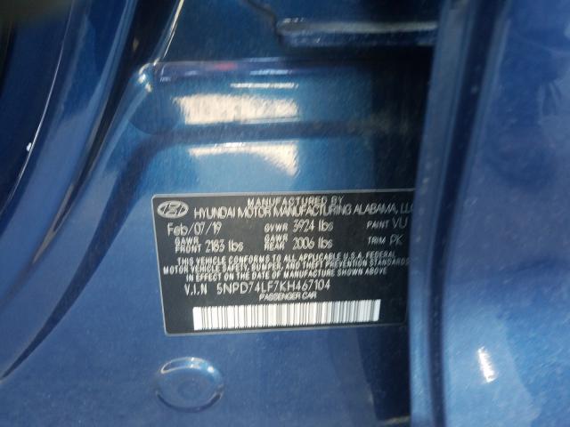 Photo 9 VIN: 5NPD74LF7KH467104 - HYUNDAI ELANTRA SE 