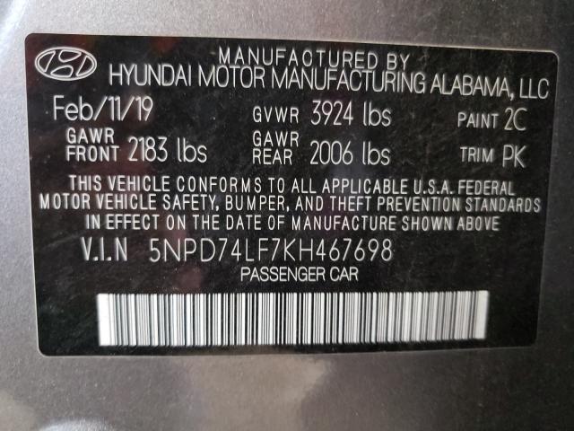 Photo 9 VIN: 5NPD74LF7KH467698 - HYUNDAI ELANTRA 