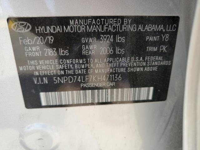 Photo 12 VIN: 5NPD74LF7KH471136 - HYUNDAI ELANTRA SE 