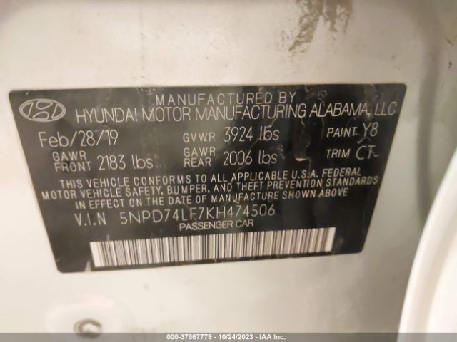 Photo 8 VIN: 5NPD74LF7KH474506 - HYUNDAI ELANTRA 