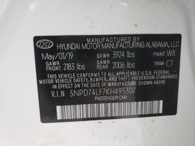 Photo 9 VIN: 5NPD74LF7KH495307 - HYUNDAI ELANTRA SE 