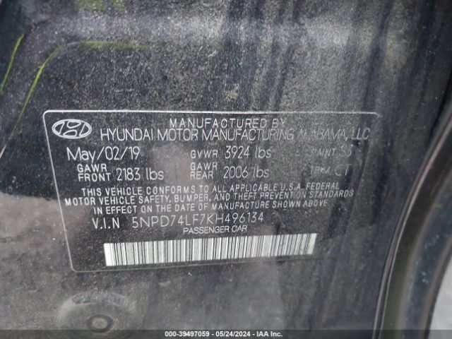 Photo 8 VIN: 5NPD74LF7KH496134 - HYUNDAI ELANTRA 