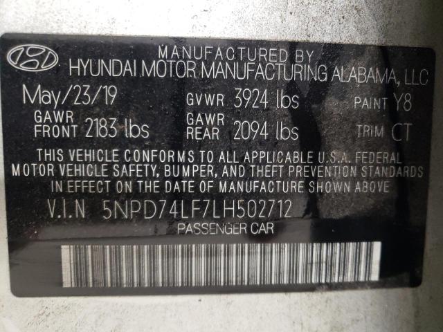 Photo 11 VIN: 5NPD74LF7LH502712 - HYUNDAI ELANTRA SE 