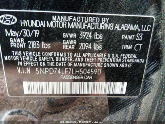 Photo 8 VIN: 5NPD74LF7LH504590 - HYUNDAI ELANTRA 