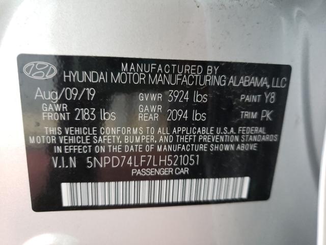 Photo 9 VIN: 5NPD74LF7LH521051 - HYUNDAI ELANTRA SE 