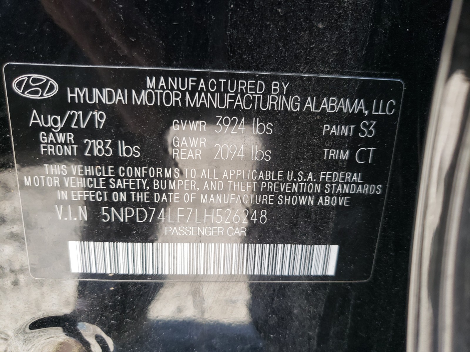 Photo 9 VIN: 5NPD74LF7LH526248 - HYUNDAI ELANTRA SE 