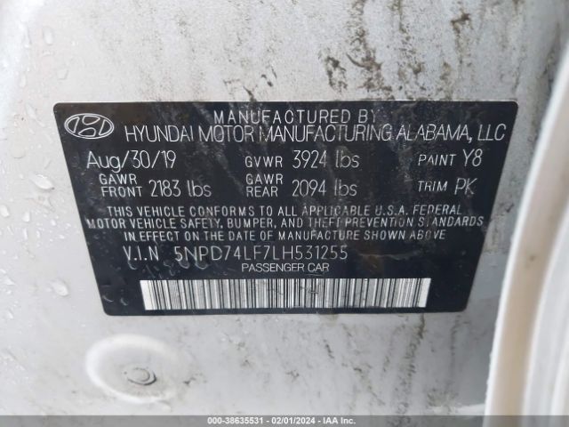 Photo 8 VIN: 5NPD74LF7LH531255 - HYUNDAI ELANTRA 