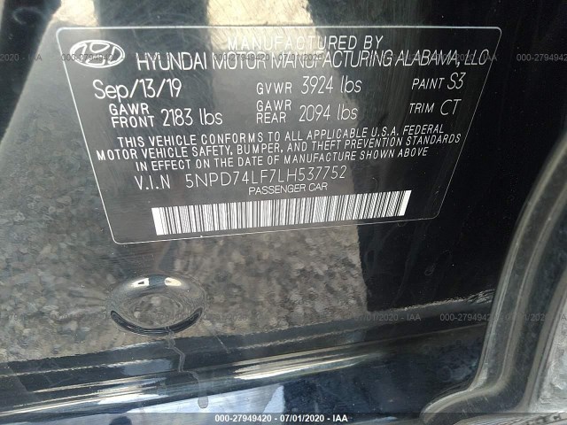 Photo 8 VIN: 5NPD74LF7LH537752 - HYUNDAI ELANTRA 