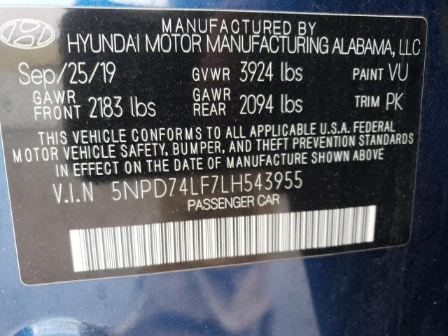 Photo 9 VIN: 5NPD74LF7LH543955 - HYUNDAI ELANTRA SE 