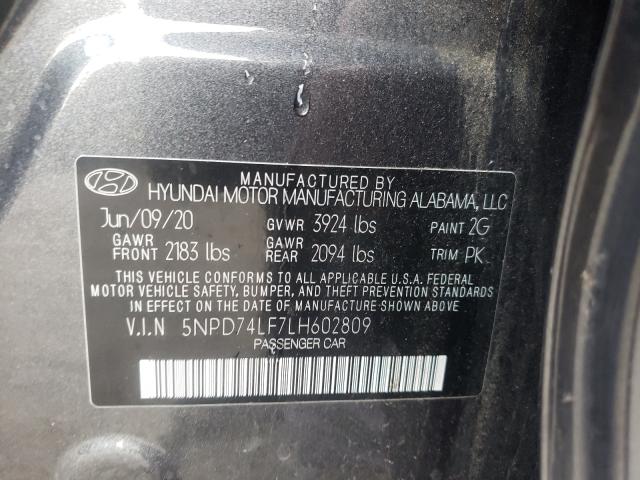 Photo 9 VIN: 5NPD74LF7LH602809 - HYUNDAI ELANTRA SE 