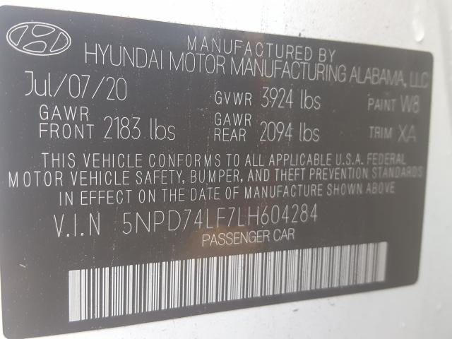 Photo 9 VIN: 5NPD74LF7LH604284 - HYUNDAI ELANTRA SE 