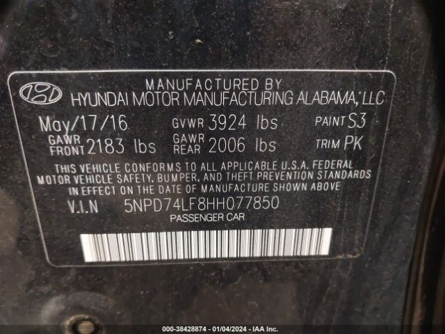 Photo 8 VIN: 5NPD74LF8HH077850 - HYUNDAI ELANTRA 