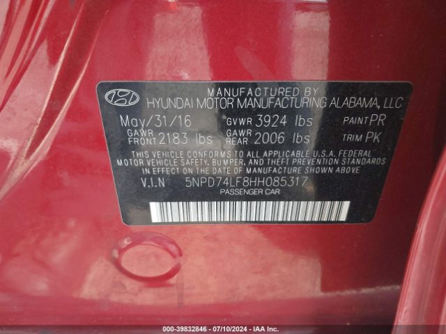 Photo 8 VIN: 5NPD74LF8HH085317 - HYUNDAI ELANTRA 