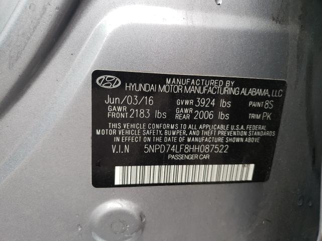 Photo 9 VIN: 5NPD74LF8HH087522 - HYUNDAI ELANTRA SE 