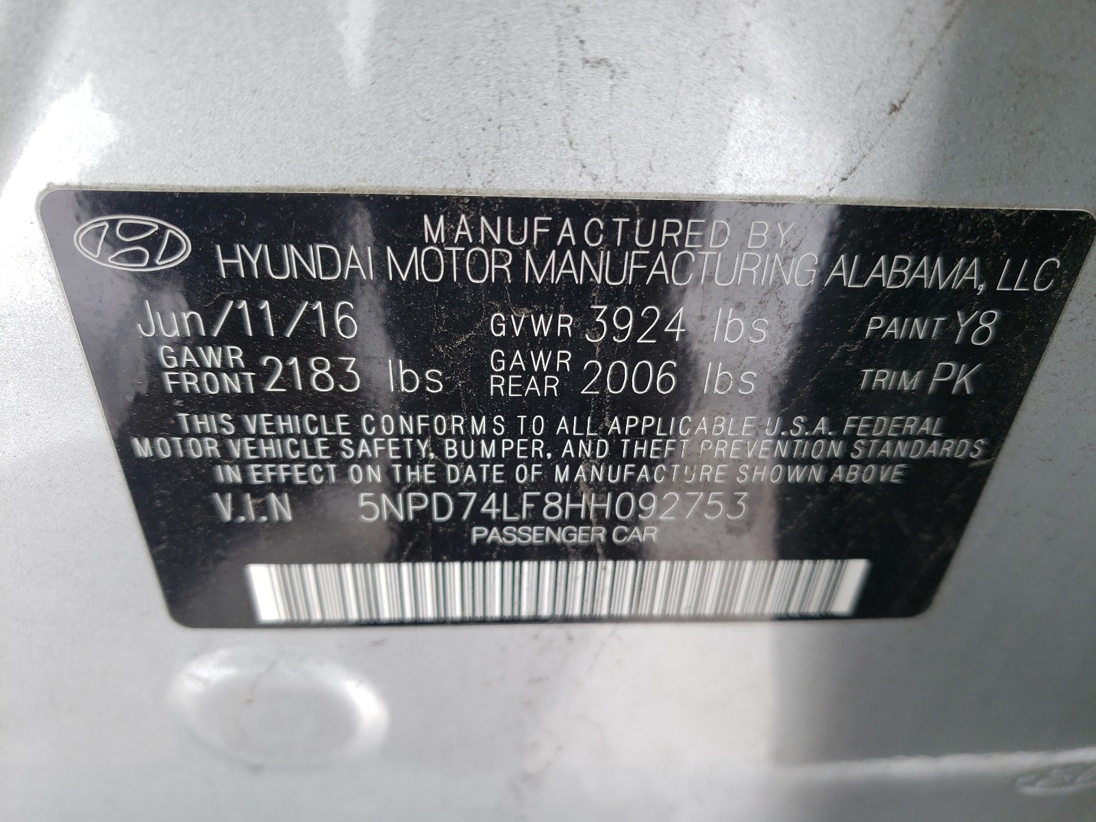 Photo 9 VIN: 5NPD74LF8HH092753 - HYUNDAI ELANTRA SE 