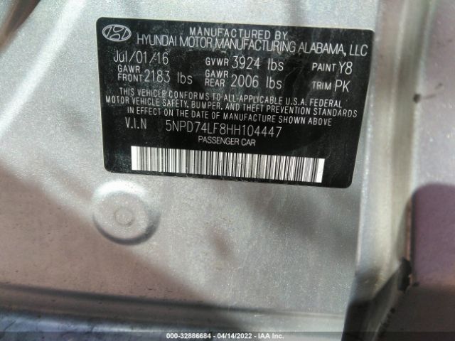 Photo 8 VIN: 5NPD74LF8HH104447 - HYUNDAI ELANTRA 