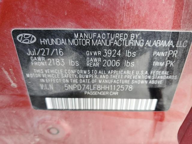 Photo 12 VIN: 5NPD74LF8HH112578 - HYUNDAI ELANTRA SE 