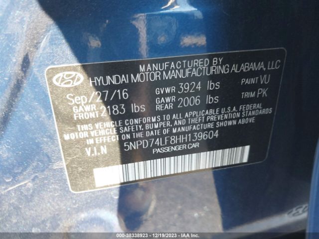 Photo 8 VIN: 5NPD74LF8HH139604 - HYUNDAI ELANTRA 