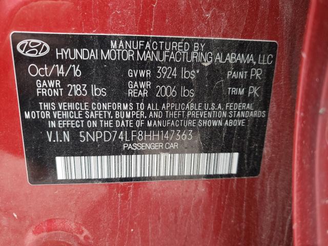 Photo 9 VIN: 5NPD74LF8HH147363 - HYUNDAI ELANTRA SE 