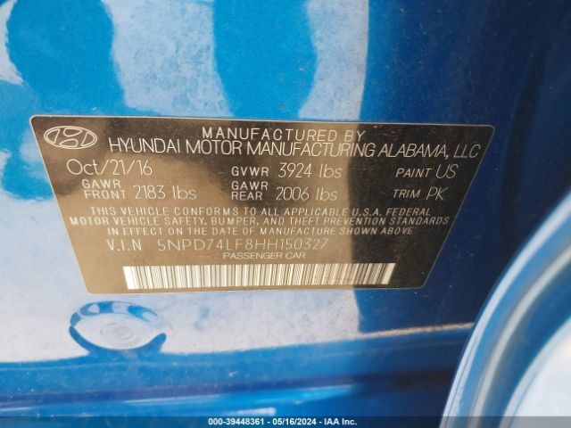 Photo 8 VIN: 5NPD74LF8HH150327 - HYUNDAI ELANTRA 