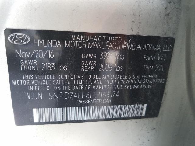 Photo 9 VIN: 5NPD74LF8HH163174 - HYUNDAI ELANTRA SE 