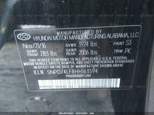 Photo 8 VIN: 5NPD74LF8HH163594 - HYUNDAI ELANTRA 