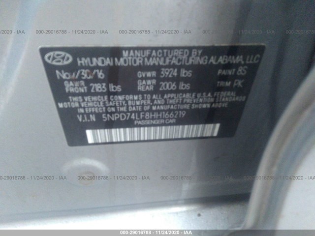 Photo 8 VIN: 5NPD74LF8HH166219 - HYUNDAI ELANTRA 