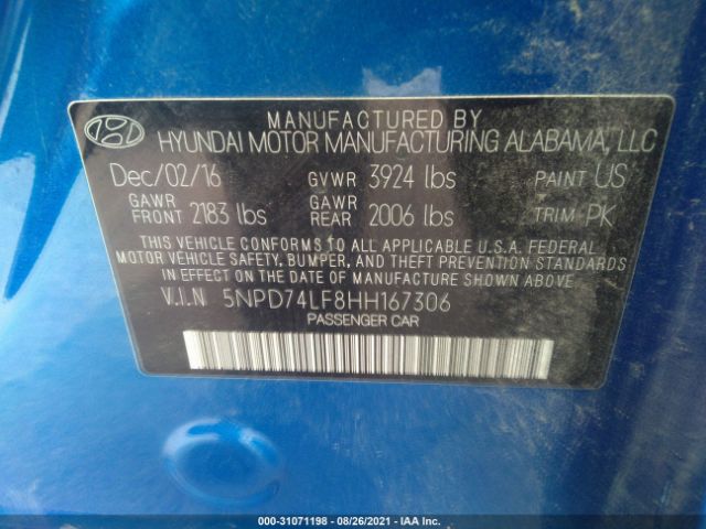 Photo 8 VIN: 5NPD74LF8HH167306 - HYUNDAI ELANTRA 