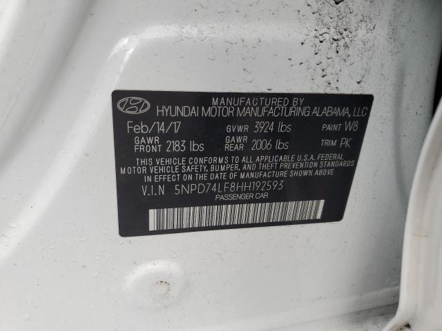 Photo 12 VIN: 5NPD74LF8HH192593 - HYUNDAI ELANTRA SE 