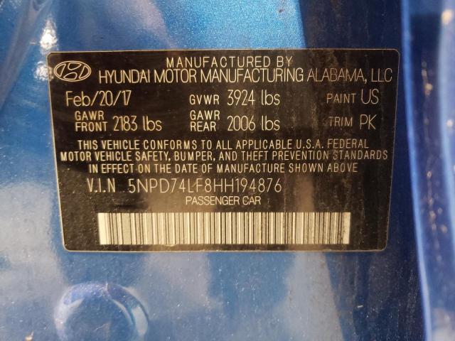 Photo 9 VIN: 5NPD74LF8HH194876 - HYUNDAI ELANTRA 