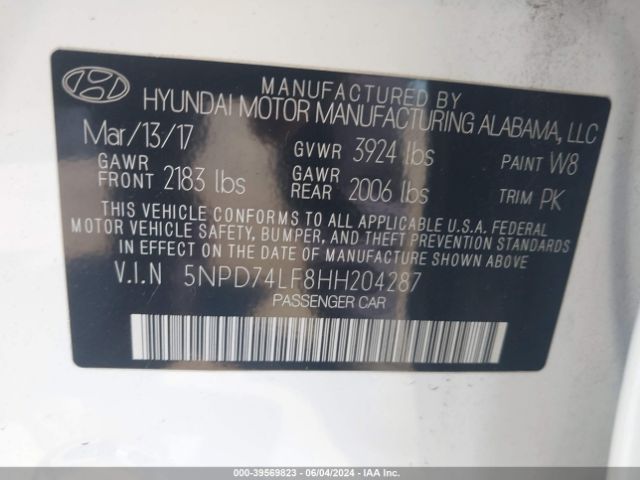 Photo 8 VIN: 5NPD74LF8HH204287 - HYUNDAI ELANTRA 