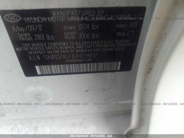 Photo 8 VIN: 5NPD74LF8JH228837 - HYUNDAI ELANTRA 