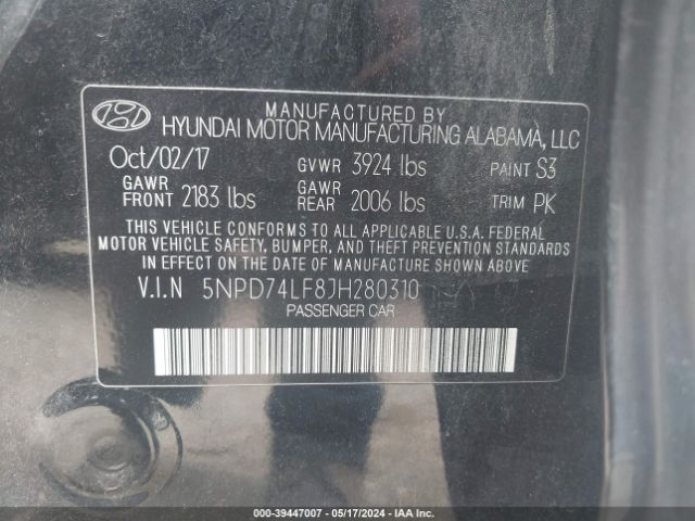 Photo 8 VIN: 5NPD74LF8JH280310 - HYUNDAI ELANTRA 