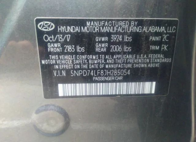 Photo 8 VIN: 5NPD74LF8JH285054 - HYUNDAI ELANTRA 