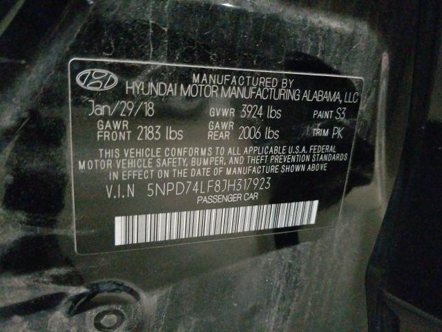 Photo 9 VIN: 5NPD74LF8JH317923 - HYUNDAI ELANTRA SE 