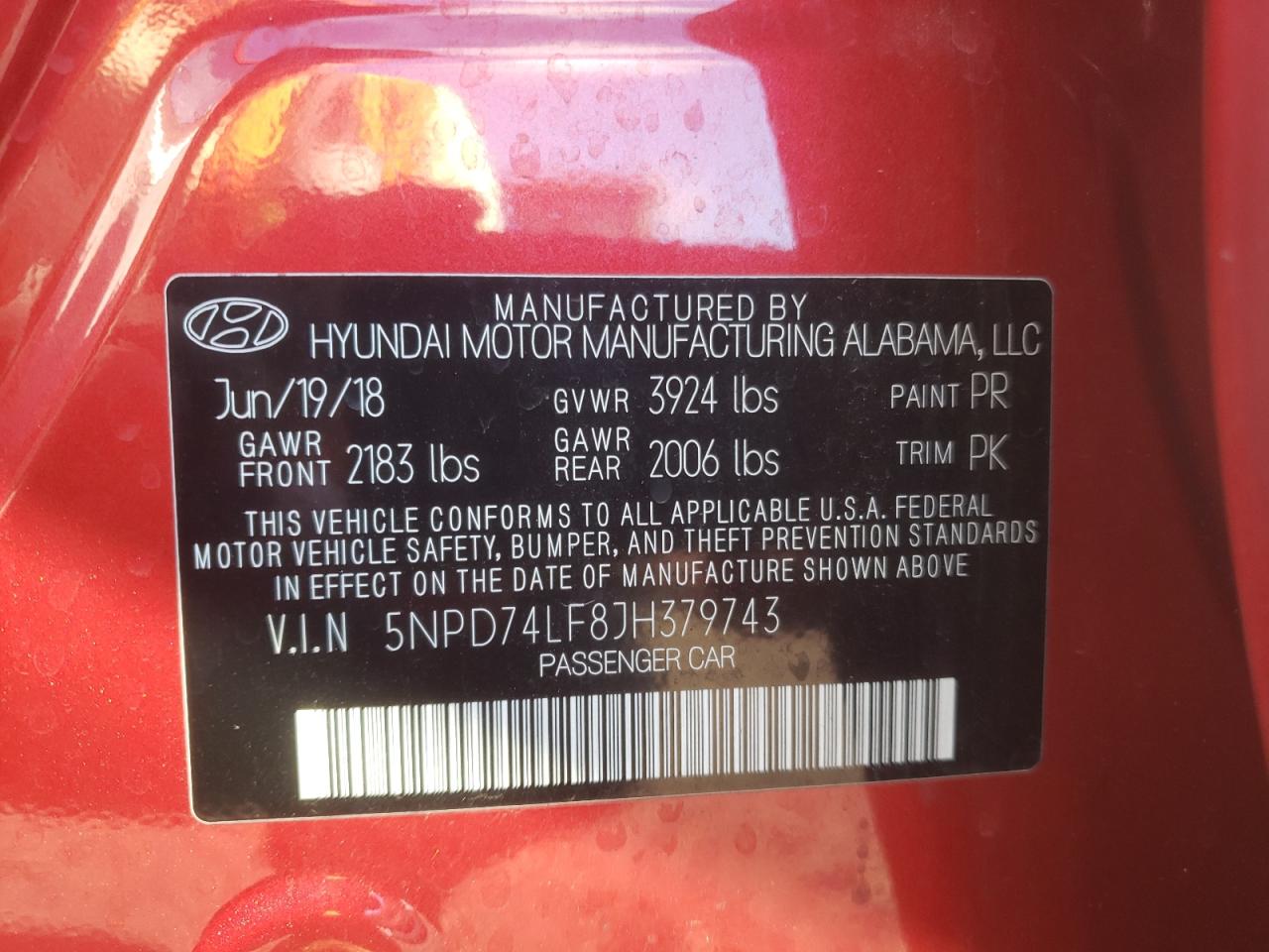 Photo 12 VIN: 5NPD74LF8JH379743 - HYUNDAI ELANTRA 